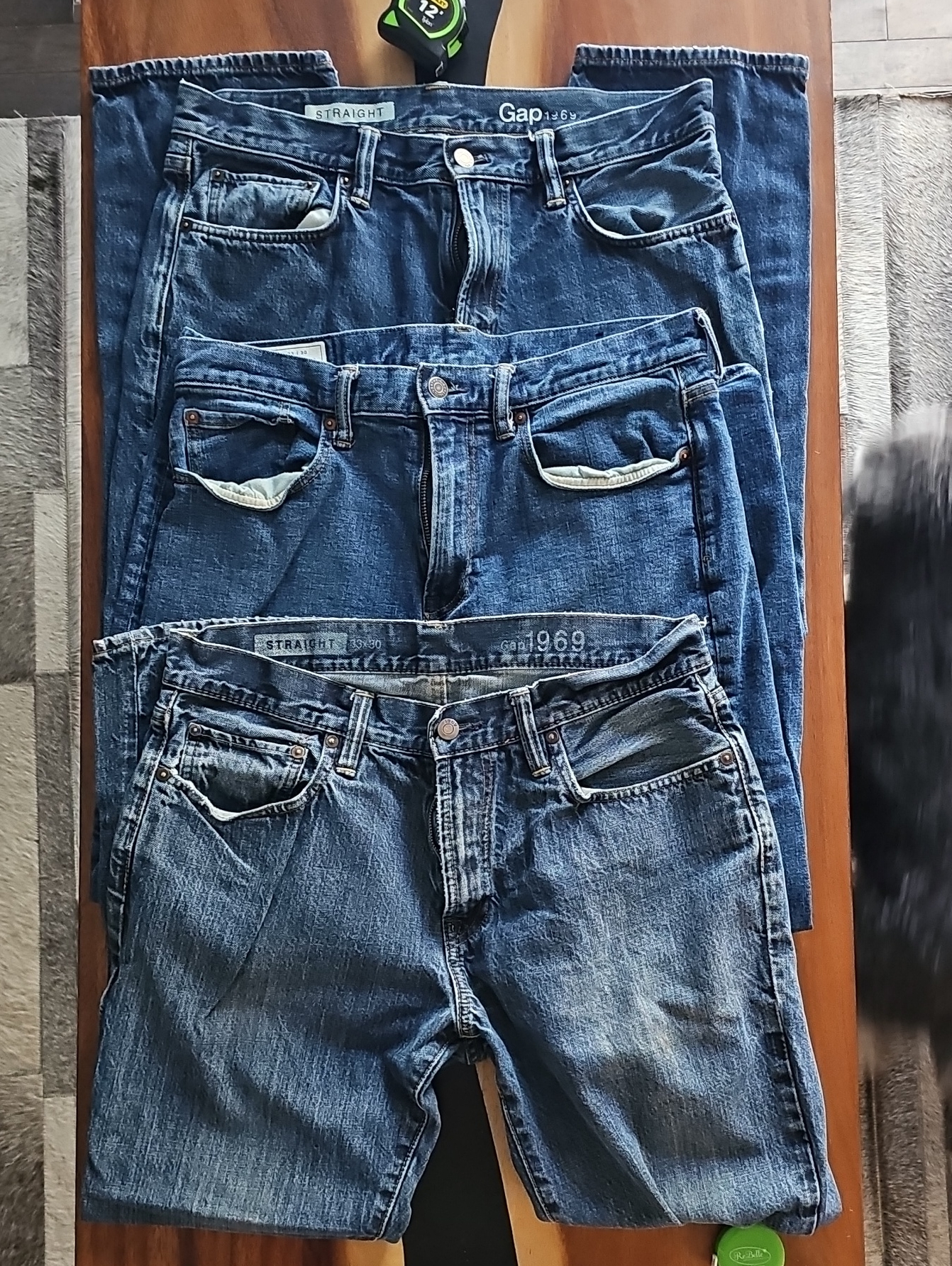 Lot Of 3 Gap Men’s Straight Jeans In Medium And Dark Blue Denim. Sz 33x30